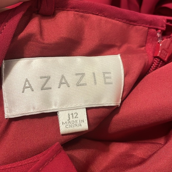 Azazie cranberry red dress size J12 with matching shrug size A0 - Picture 5 of 6